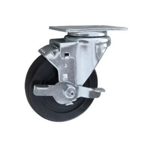 Alternative view of 100mm Solid Rubber Wheels Hard Rubber Casters With Brake