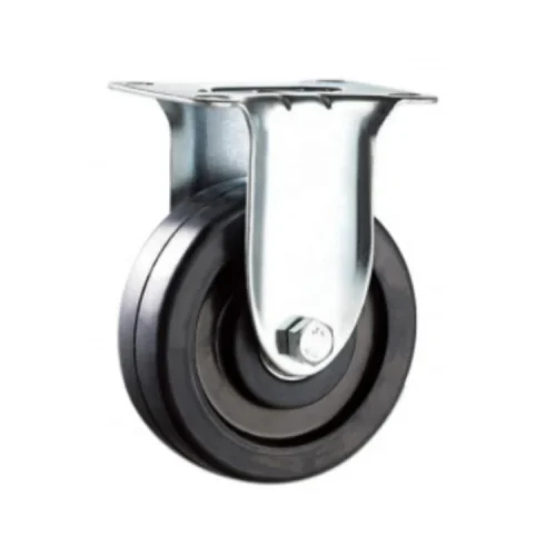 100mm Solid Rubber Wheels Hard Rubber Casters With Brake - Image 3