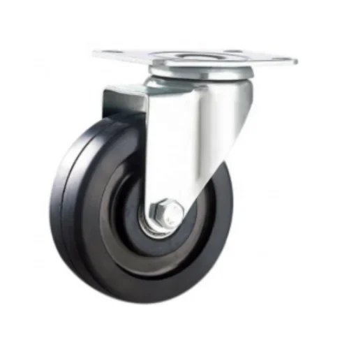 100mm Solid Rubber Wheels Hard Rubber Casters With Brake